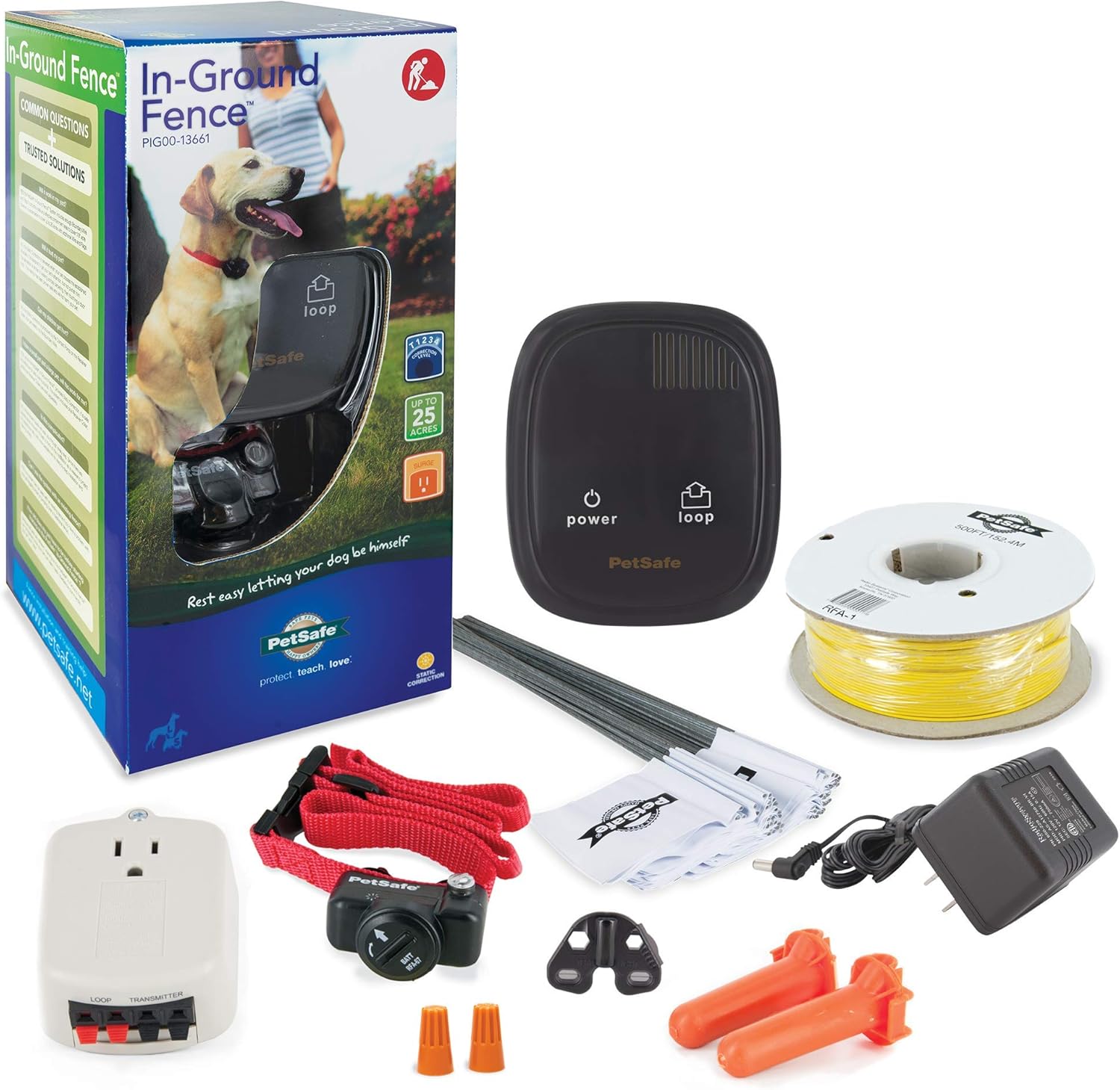 PetSafe In-Ground Fence for Dogs and Cats over 8 lb - from the Parent Company of INVISIBLE FENCE Brand - Includes Lightweight Waterproof Collar with Tone and Static Correction