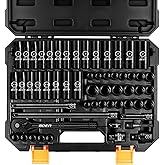 3/8" Drive Impact Socket Set, 57-Piece Standard SAE (5/16 to 3/4 inch) and Metric (8-22mm), Include Ratchet Handle, Extension
