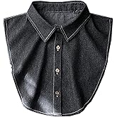 Denim Fake Collar Detachable Dickey Collar Half Shirts Blouse False Collar Top for Women Girls Medium