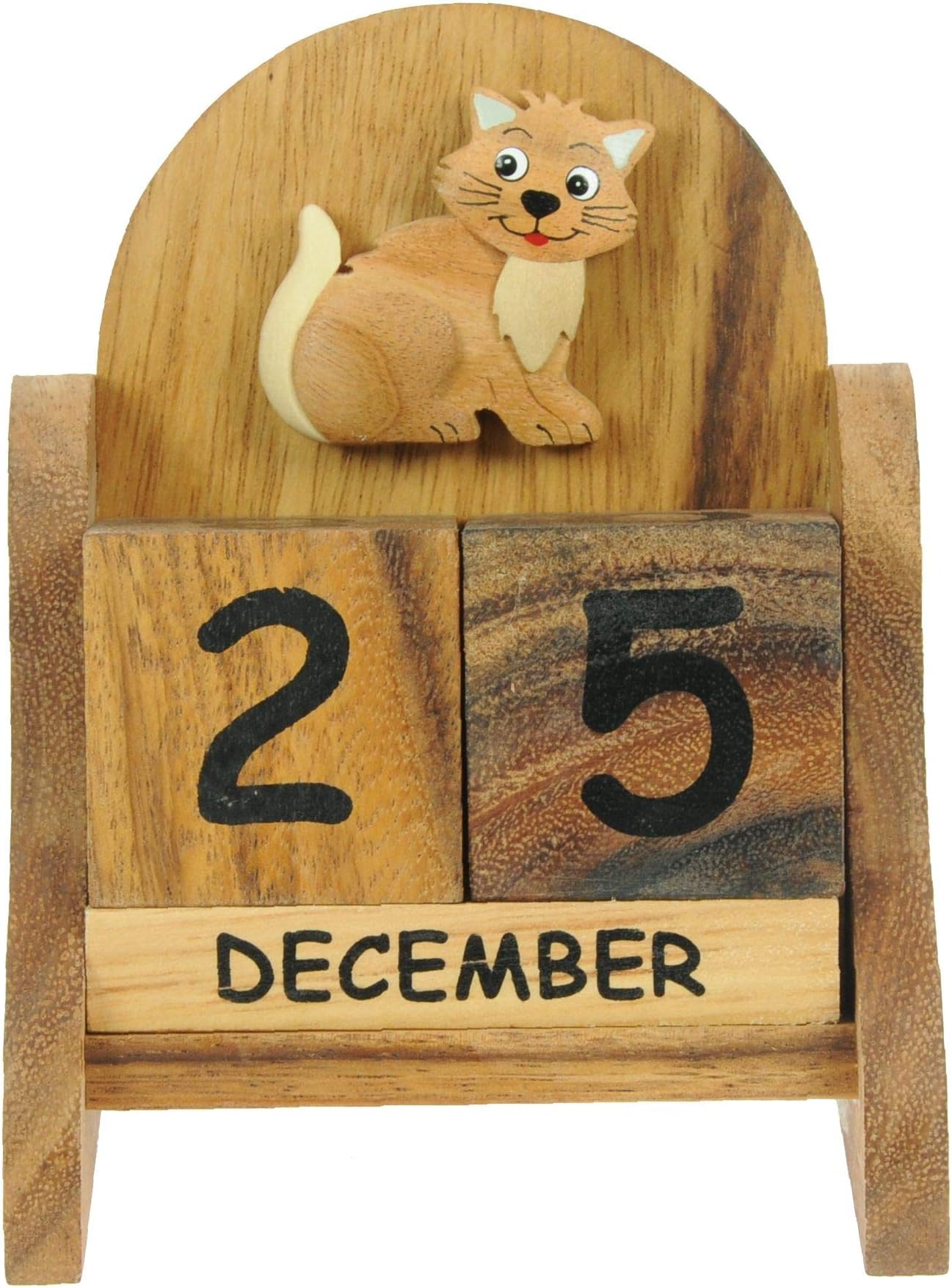 Namesakes Cat Perpetual Calendar : Solid Wooden Date Blocks : Novelty Xmas Stocking Filler Gift : Fun present for adults, kids, boys, girls, him & her! Size H 14cm W 11.7 D 10.3cm