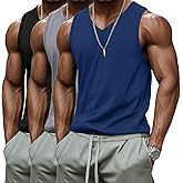 Ficerd 3 Pack Men's Big and Tall Workout Tank Tops, V Neck Sleeveless Gym Muscle T-Shirts Athletic Tee Summer Vest Top