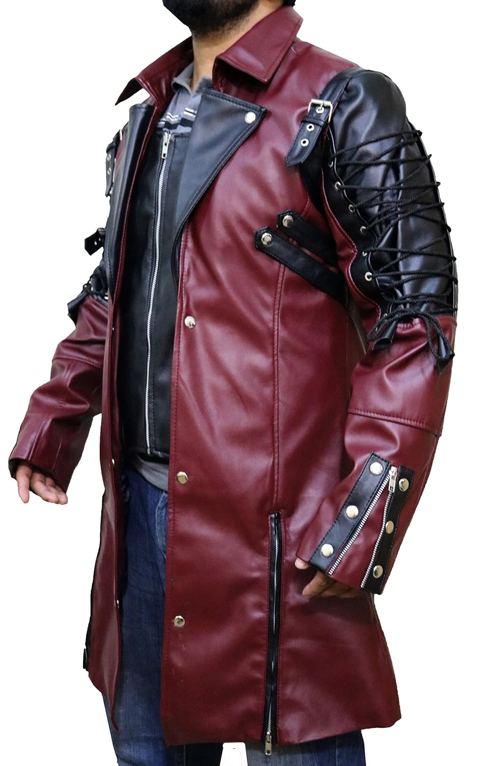 Mens Red Leather Trench Coat Tradingbasis