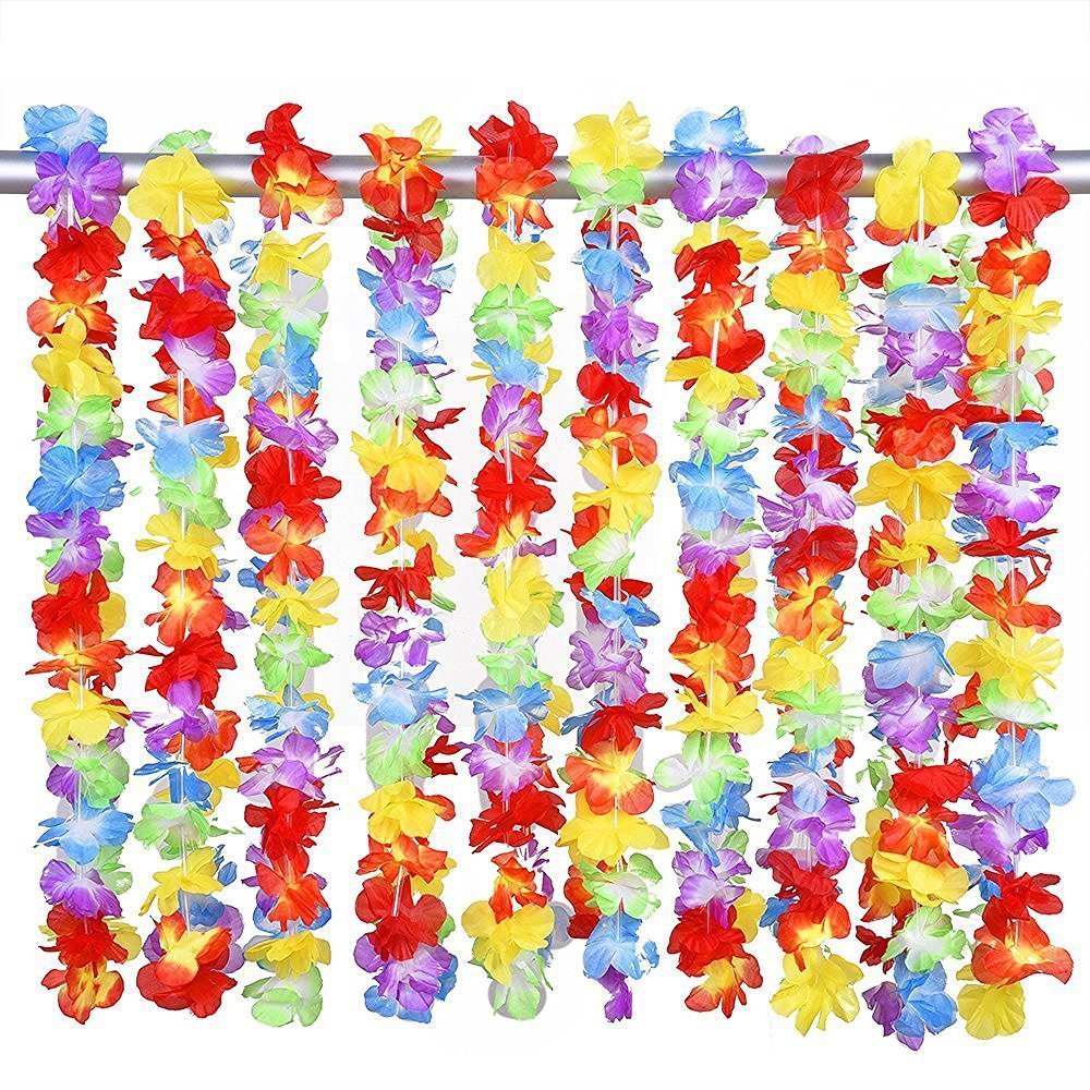 The Glowhouse Hawaiian Lei Garland - 10 pack, Premium Quality, Neon, Glows Under UV Light, Unisex, Ages Kids and Adult