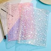 Feifeiya 2 Pcs Pink B6 Glitter Star Jelly Cover Transparent Planner Cover | B6 Clear Planner Cover, B6 Jelly Cover for Planners Journal and Notebooks