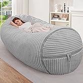 HABUTWAY Bean Bag Chair 6FT Giant Bean Bag Chairs for Adults with Memory Foam Filled,6'Beanbag Chair with Soft Faux Fur Cover, Bean Bag Bed Bean Bag Sofa Lounger for Living Room,Bedroom-Light Grey