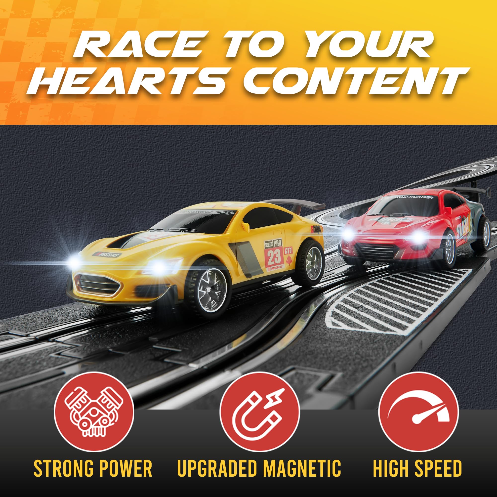 Slot Car Race Track Sets, Race Car with 4 High Speed Cars, Race Tracks for Kids Ages 4-8, Electric Slot Car Race Track Sets, Remote Control Car, Gifts Toys for Boys - 115' Raceway