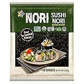Kimnori Organic Roasted Seaweed Sushi Nori Sheets (10 sheets, 25g) – Professional Grade Full Size Nori for Sushi & Kimbap – C