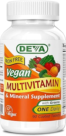 Deva Vegan Vitamins Vegan, Multivitamin Without Iron, 90 Tab