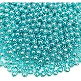 700pcs Pearl Beads 6mm Pearl Craft Beads Round Loose Pearls with Holes for Sewing Crafts Decoration Bracelet Necklace Jewelry Making (Lake Blue)