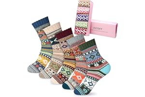 besky Warm Socks for Women Cozy Fuzzy Winter Socks Cotton Soft Crew Socks Christmas Gifts for Women