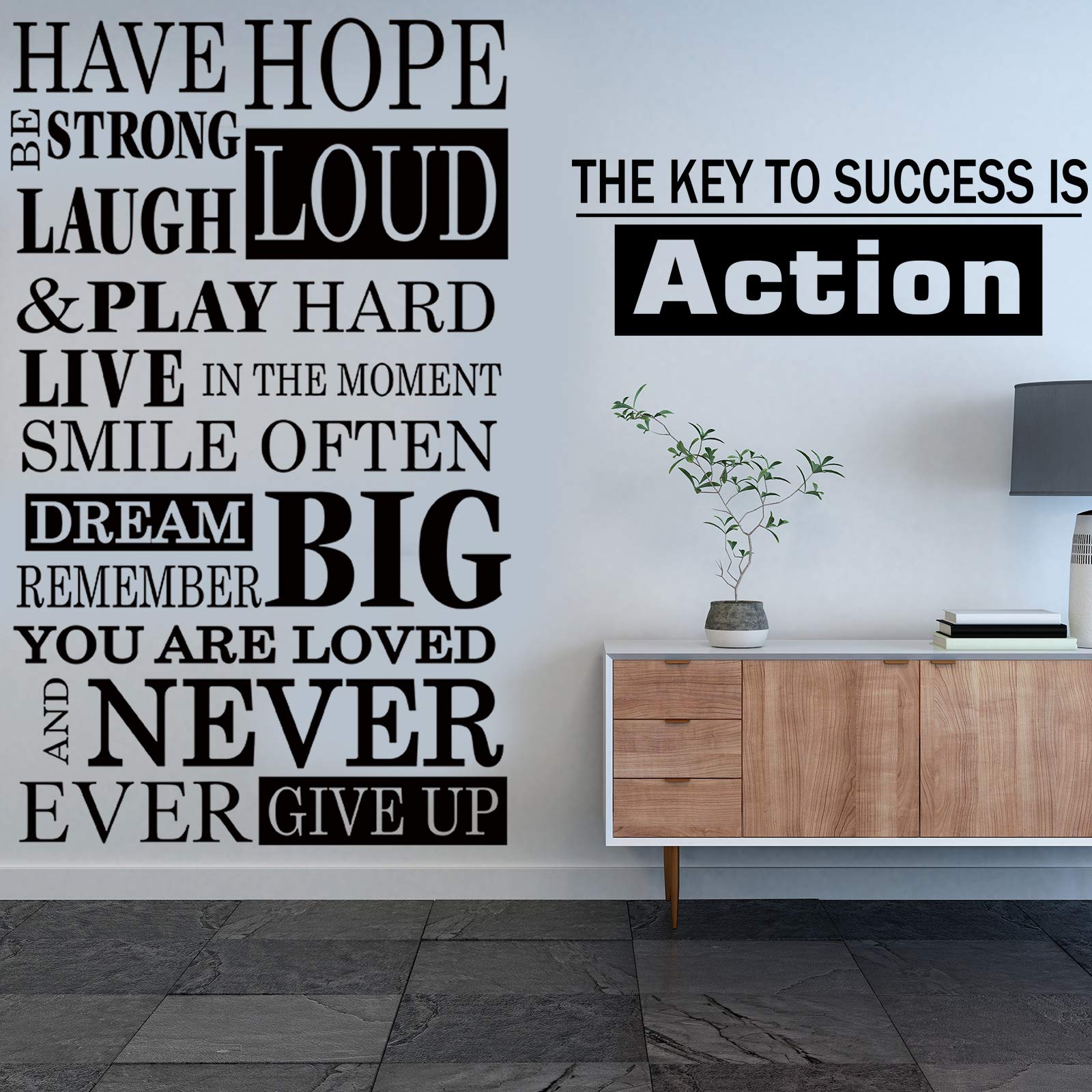 2 Sets Vinyl Wall Decals Inspirational Quotes Decals Family