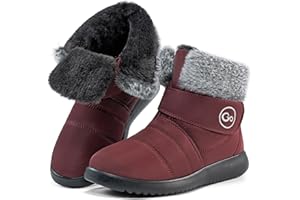 Reimferce Women Snow Boots Winter Shoes With Hook Loop Comfortable Fur Lined Boots for Women Waterproof Slip On Booties Warm Anti Slip Shoes