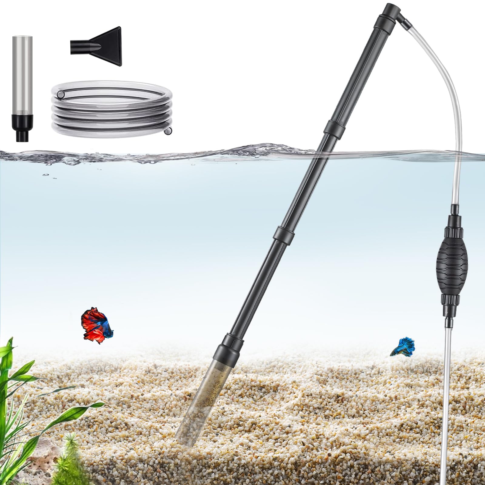 Photo 1 of Carefree Fish Small Aquarium Gravel Cleaner 6Ft Hose Fish Tank 80Gph Water Changer Gravel Vacuum Adjustable Length ABS(for 5~25Gal Tank)