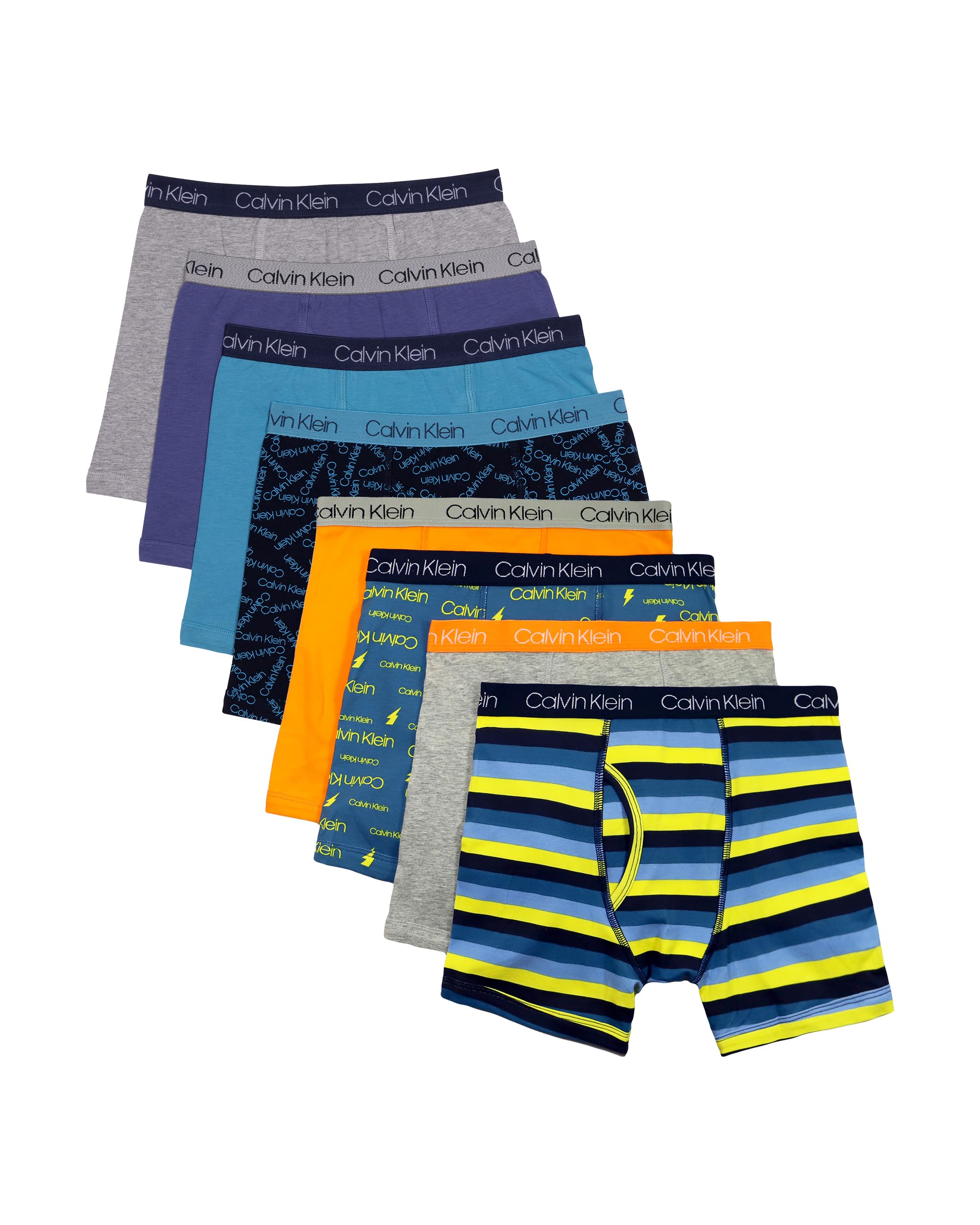Calvin Klein Kids Boys' Modern Cotton Boxer Brief Underwear 8-Pack, Blue Moon, Medium Image
