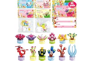 DIGI4U 24 Packs Valentines Cards for Kids Classroom with Succulents Building Blocks,Valentines Day Gifts for Kids School Party Favors Exchange Gifts (Succulents Building Blocks with Cards)