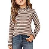 Seechoslo New 8-14Y Girls Mock Neck Turtleneck Long Sleeve Shirt Soft Stretchy Basic Layering Tee Top