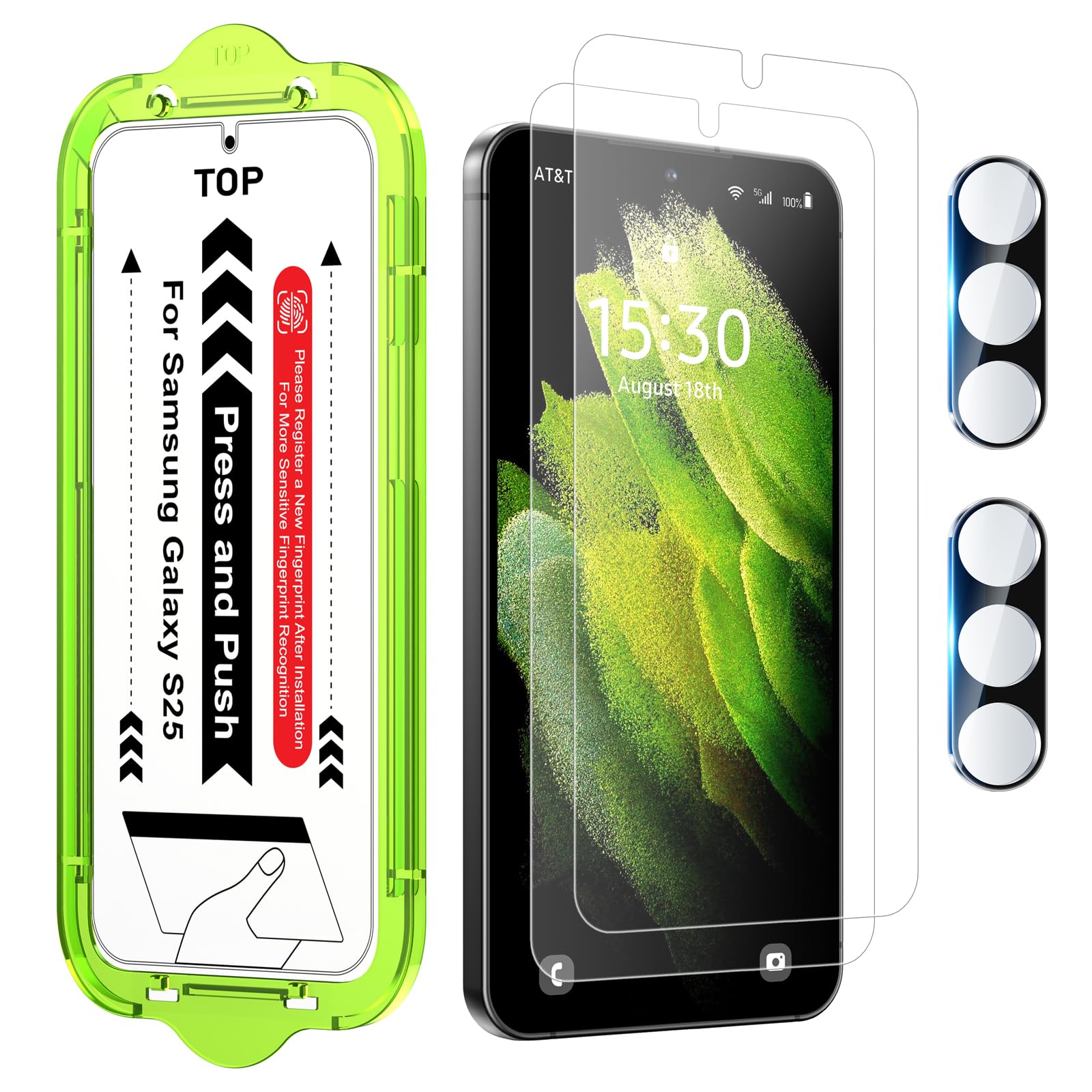 Photo 1 of Esanik for S25 Anti Reflective Screen Protector, Anti-Glare & Fingerprint Unlock Compatible, Matte PET Film [Non-Glass], Auto-alignment Frame, Anti-Fingerprint, Smooth as Silk, 2+2 Pack