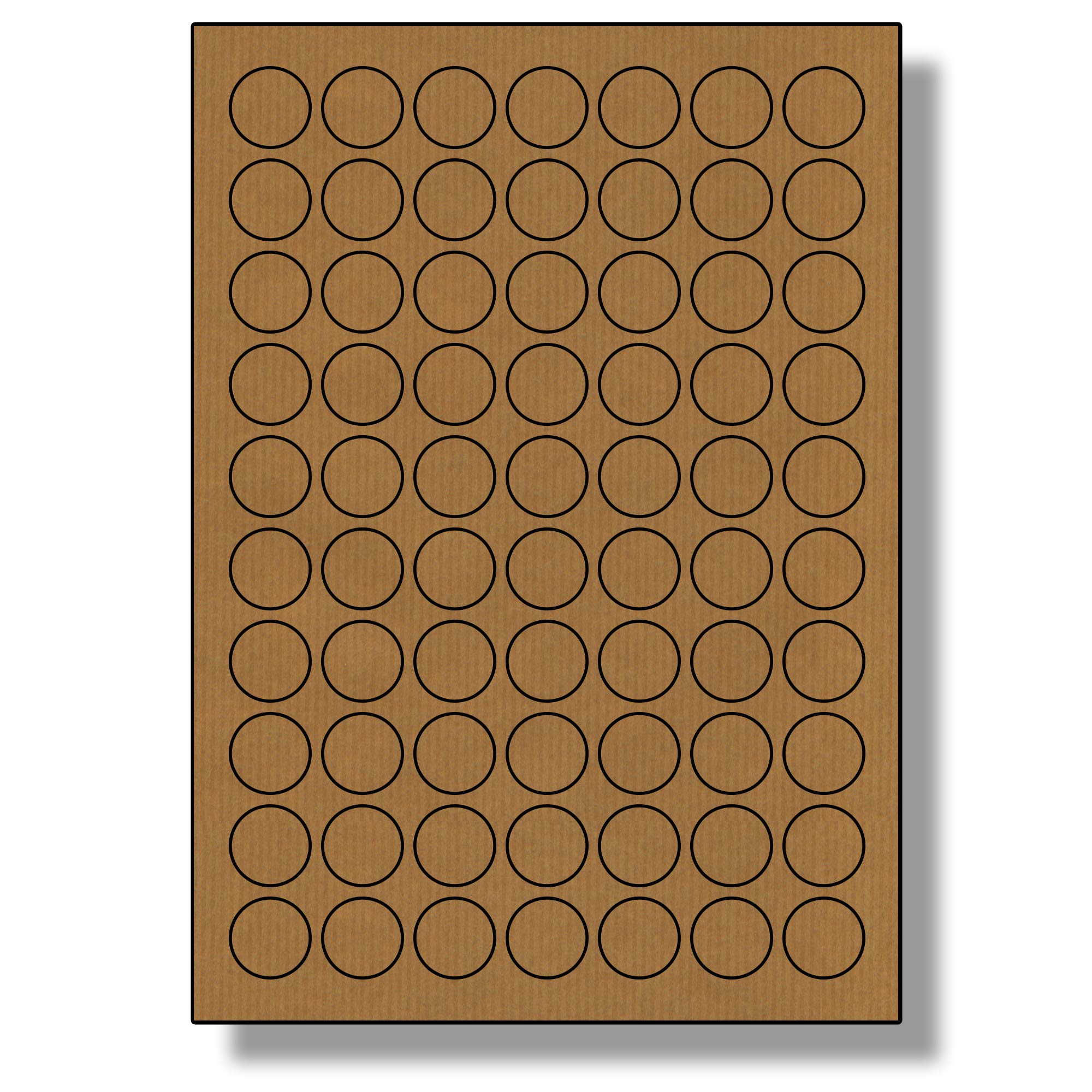Label Planet® 70 Per Sheet, 5 Sheets (350 Round Brown Kraft Labels). Round, Brown, Ribbed, Craft Paper Labels. 25mm Diameter, LP70/25R BRK.