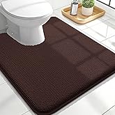 OLANLY Toilet Rugs U-Shaped 24x20, Extra Soft Absorbent Thick Memory Foam Contour Bathroom Rugs, Dry Quickly, Machine Washable, Non-Slip Toilet Bath Mat, Home Decor Accessories, Brown