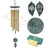 Memorial Wind Chimes for Loss of Loved One, Sympathy Wind Chimes with Tree of Life, Remembrance in Memory of Mom Dad, Bereavement and Condolence Memorial Gifts (Bronze Color)