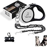 PetVest Dual Retractable Dog Leash – 16 FT Tangle-Free Leash for 2 Dogs, Detachable for Single Use, One-Button Brake & Lock, 