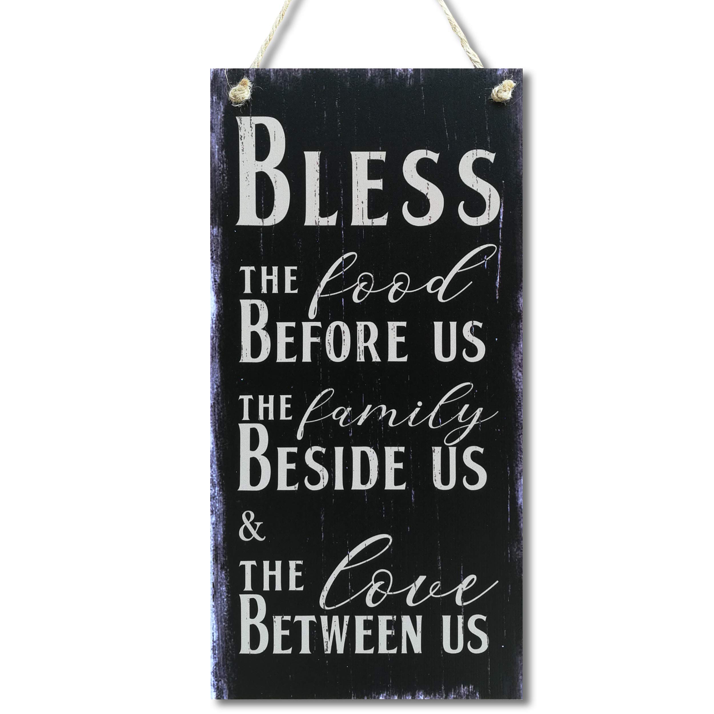 CARISPIBET Bless The Food The Family The Love | Home Decoration Sign Gratitude and Inspirational Prayer Kitchen House Decor 12x6" — image 1