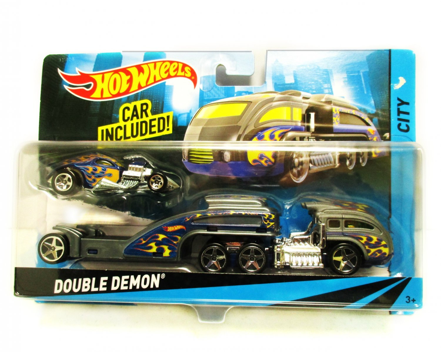 Hot Wheels City Rig Double Demon - Car with Transporter