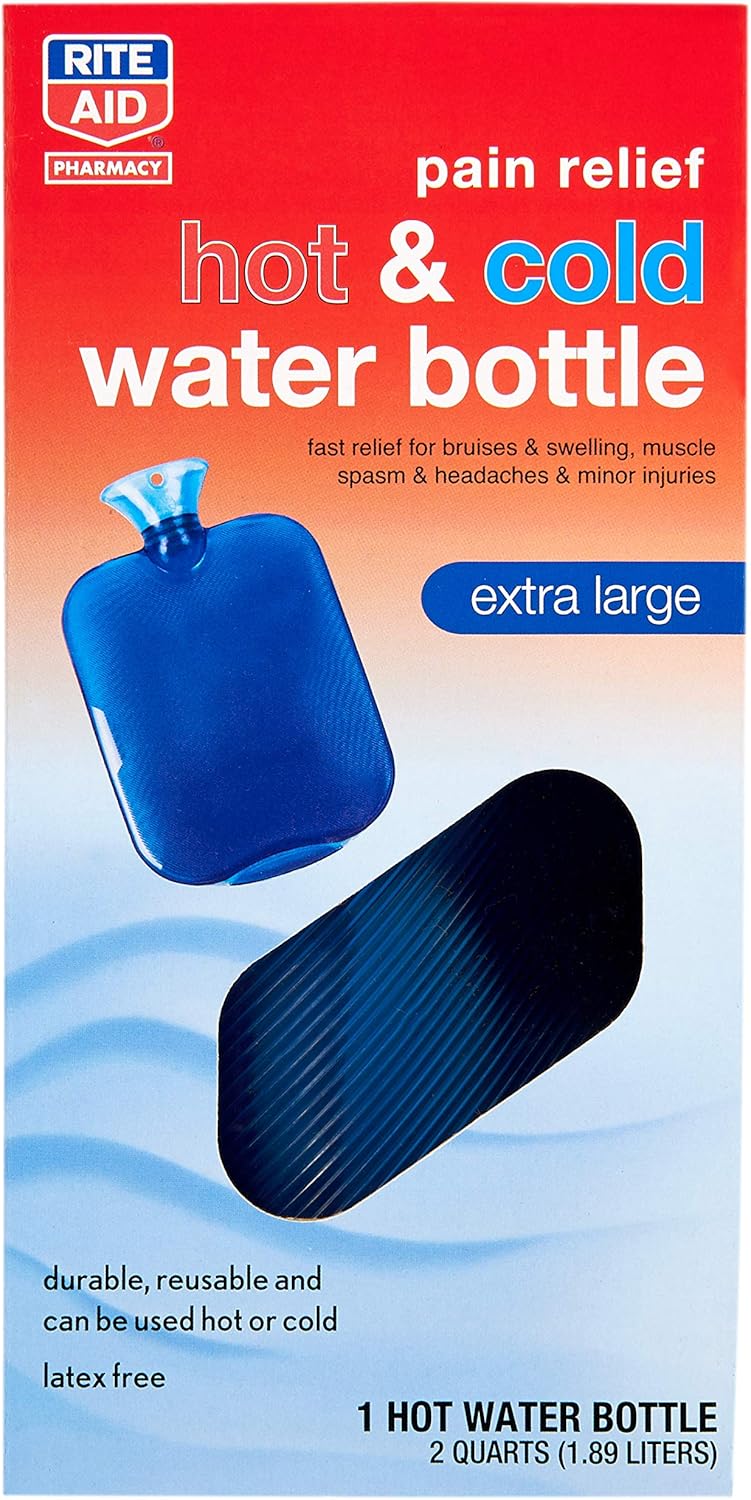 Rite Aid Pain Relief Hot Water Bottle, Extra Large (XL) - 2 qt | Water Bag | Hot & Cold Compress | Hot Pack: Health & Personal Care