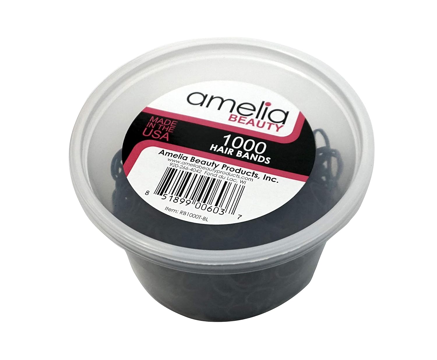 1000 Count Rubber Bands in Re-closable Container for Ponytails and Braids (Black): Beauty