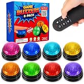 Buzzers for Trivia Games and Family Party: 8 Pack Answer Buzzers with Remote Control - Game Buzzers with Light &amp; Sound First-Press Lock for Classroom Quiz
