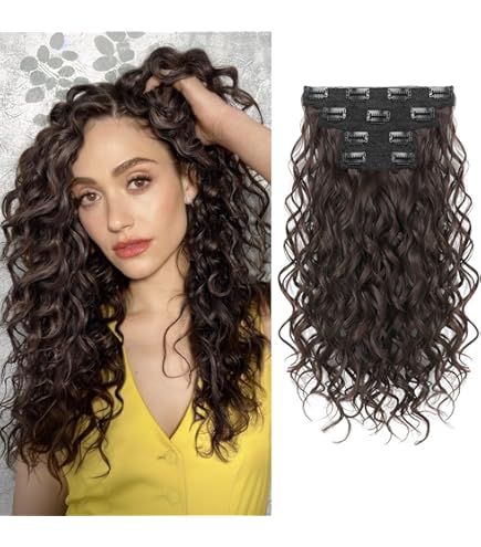 24inch Curly Clip in Hair Extensions 4PCS Long Lace Weft Hairpieces for Women Amazon.com : REECHO Curly Clip in Hair Extensions, 4PCS 24  main image 4