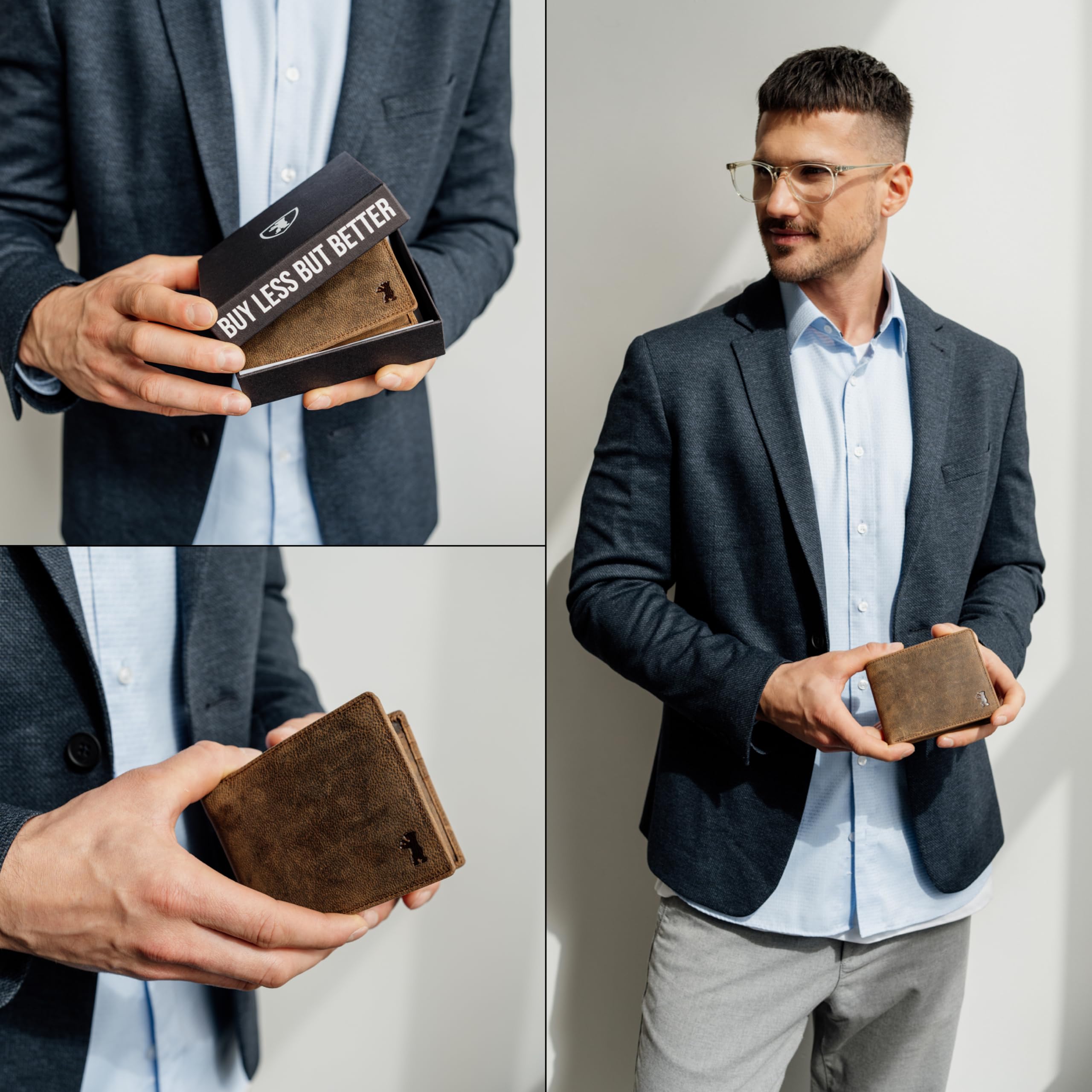 Berliner Bags Vintage Geldbörse, Portmonee aus Leder, Geldbeutel mit TÜV-geprüftem RFID-Schutz, für Herren - Braun 7
