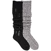 MUK LUKS Women's Slouch Knit Cable 2 Pair Pack, Multi, OS