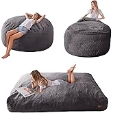 MAXYOYO Giant Bean Bag Chair Bed for Adults, Convertible Beanbag Folds from Lazy Chair to Floor Mattress Bed, Large Floor Sofa Couch, Big Sofa Bed, High-Density Foam Filling, Machine Washable