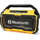 Rueqior Cordless Bluetooth Speaker Compatible with DeWalt 20V Max Batterty | 80W Portable Outdoor Wireless Boombox, Durable for Jobsites, Phone Holder Included(Tool Only)