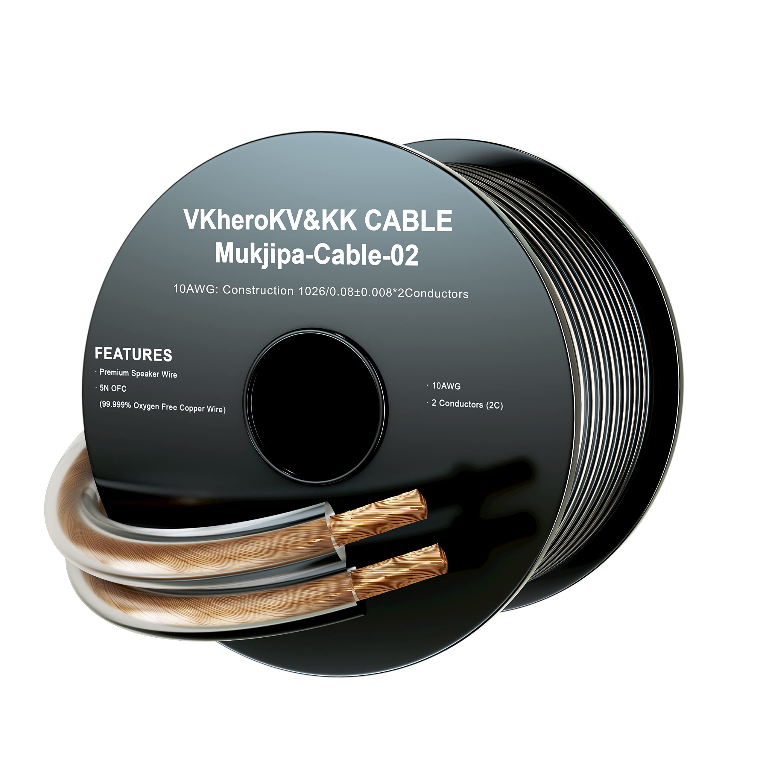 VKheroKV Mukjipa-Cable-02 5N OFC((99.999% Oxygen Free Copper Wire) HiFi Audio Speaker Wire 2 Conductors, 10 AWG, 12 AWG, 14 AWG, Mukjipa-Cable-02. (10M, 10 AWG)