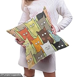 Ambesonne Cats Fabric by The Yard, Funny Colorful
