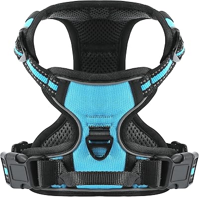 Belababy Dog Harness No Pull Front Clip Reflective Adjustable Blue S