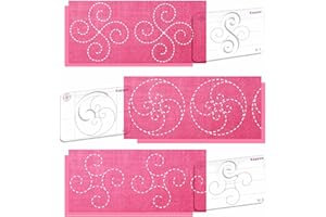 Kapyoo 3Pcs Free Motion Quilting Templates with Non-Slip Grips, Quilting Ruler and Templates for Industrial & Domestic Machines Reusable Stencils for DIY Quilt Designs (25 Series D)
