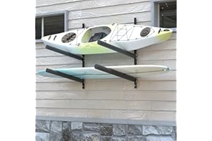 FitiRoker Heavy-Duty Kayak Wall Rack – Multi-Level Adjustable Storage for Multiple Kayaks, Rubber Sleeves, Height Customization, 200 lbs Per Level