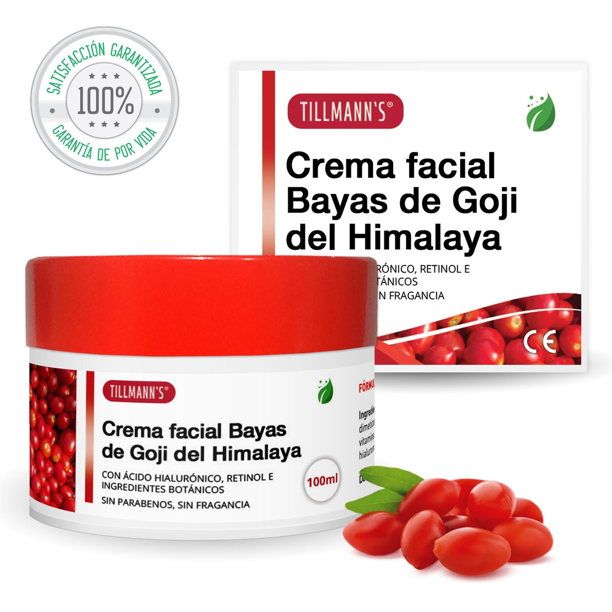 Tillmann\'s Goji Cream 100ml - Crema Hidratante Facial Bayas De Goji - Mascarilla Antiedad Goji Berries Con Acido Hialuronico Y Retinol - Sin Parabenos