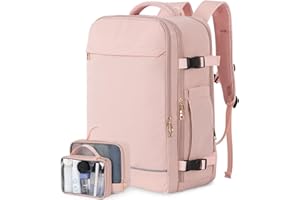 Sinaliy Travel Backpack for Women, 40L Travel Bag Personal Item Size, Waterproof Carry On Backpack with Packing Cubes for College, Business, Hiking, Work