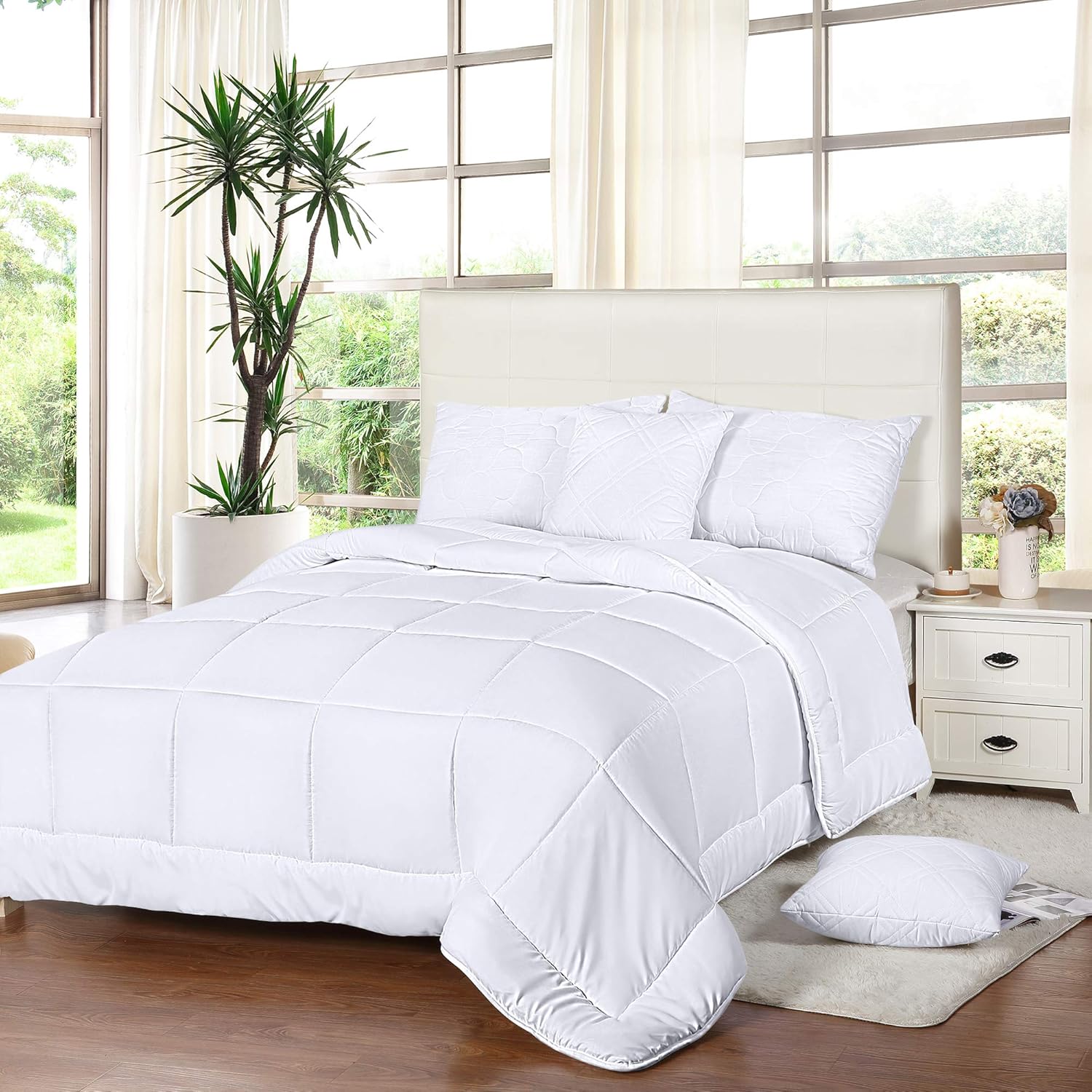 Utopia Bedding All Season Down Alternative Quilted Comforter Queen - Queen Duvet Insert with Corner Tabs - Machine Washable - Duvet Insert Stand Alone Comforter - Queen/Full - White: Home & Kitchen
