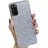 Topwin Galaxy S20 FE 5G Glitter Case, Sparkle Bling Shiny Diamond Slim Soft Reflective Clear TPU Rubber Bumper Girl Women Protective Case for Samsung Galaxy S20 FE 2020 (Silver)