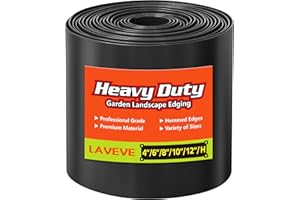 LAVEVE Straight Metal Garden Edging - Sturdy Border Perfect for DIY Flower Beds and Landscaping Borders (Black, 6 Inch x 20FT)