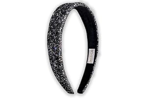 FROG SAC Glitter Headbands for Girls, Wide Black Headband, Sparkly Bling Little Girl Hair Accessories, Cute Hair Bands for Ki