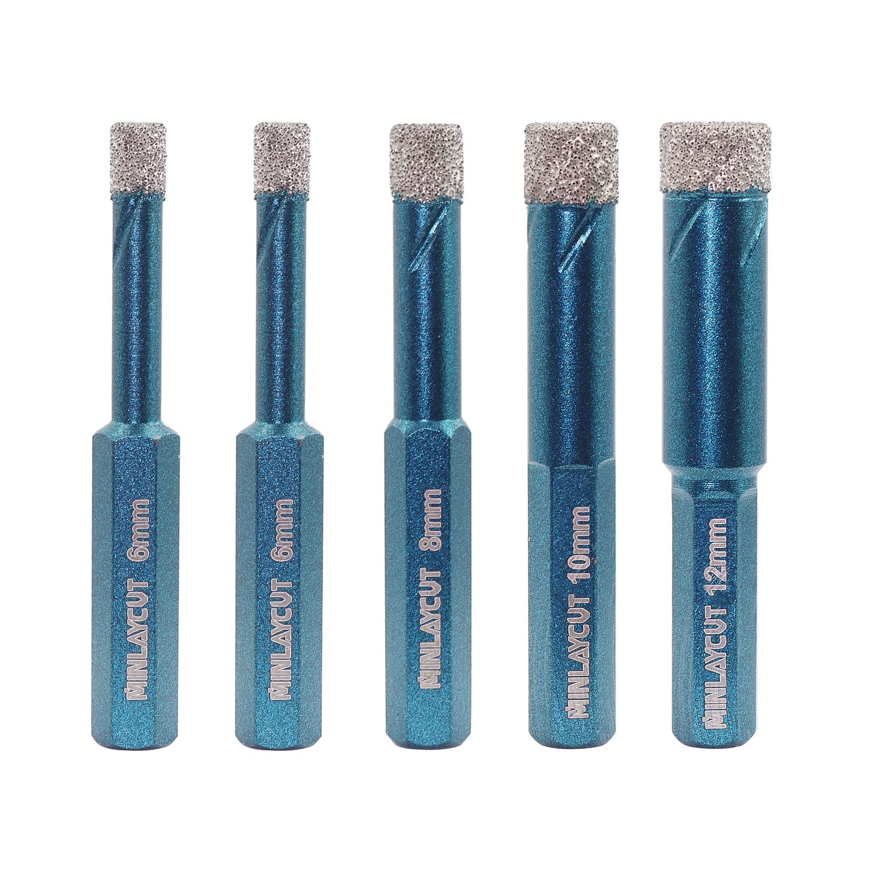 Porcelain Tile Drill Bits Set 6/6/8/10/12mm - MINLAYCUT Diamond Hole Saw Kit with Hex Shank for Porcelain Tile Ceramic Granite Marble