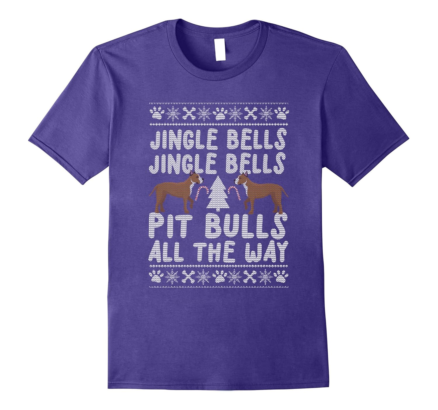 Jingle Bells Pit Bulls All The Way Dog Christmas T Shirt-ANZ