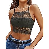 Avidlove Lace Bralette for Women High Neck Camisoles Racerback Double-Layered Crop Top