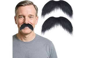 M MISS U HAIR 2Pcs Men Fake Mustache Realistic Mustaches Fake Facial Hair Beard for Cosplay Costume Halloween Parties